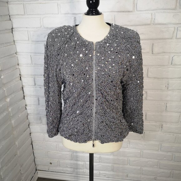 Joseph Ribkoff Ladies Full Zip Made in Canada Lined Sparkly Veston Jacket - Picture 1 of 12
